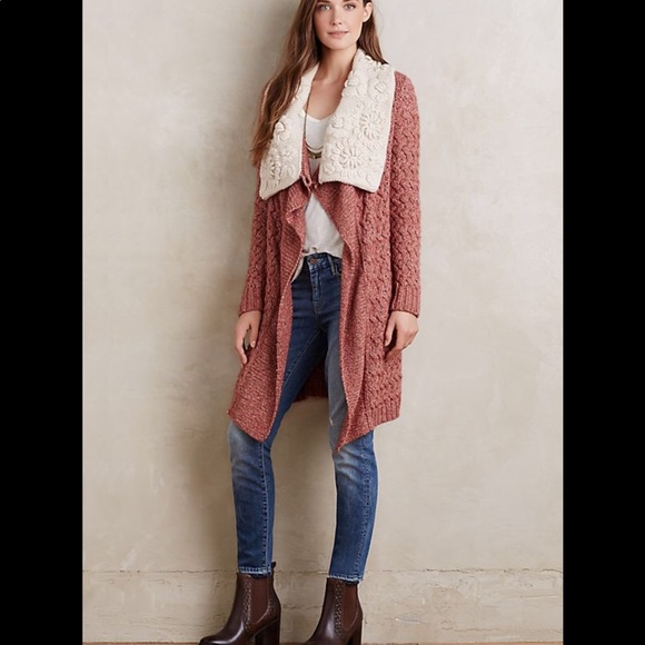 Anthropologie Lilitz Cable Knit Long Cardigan Sweater